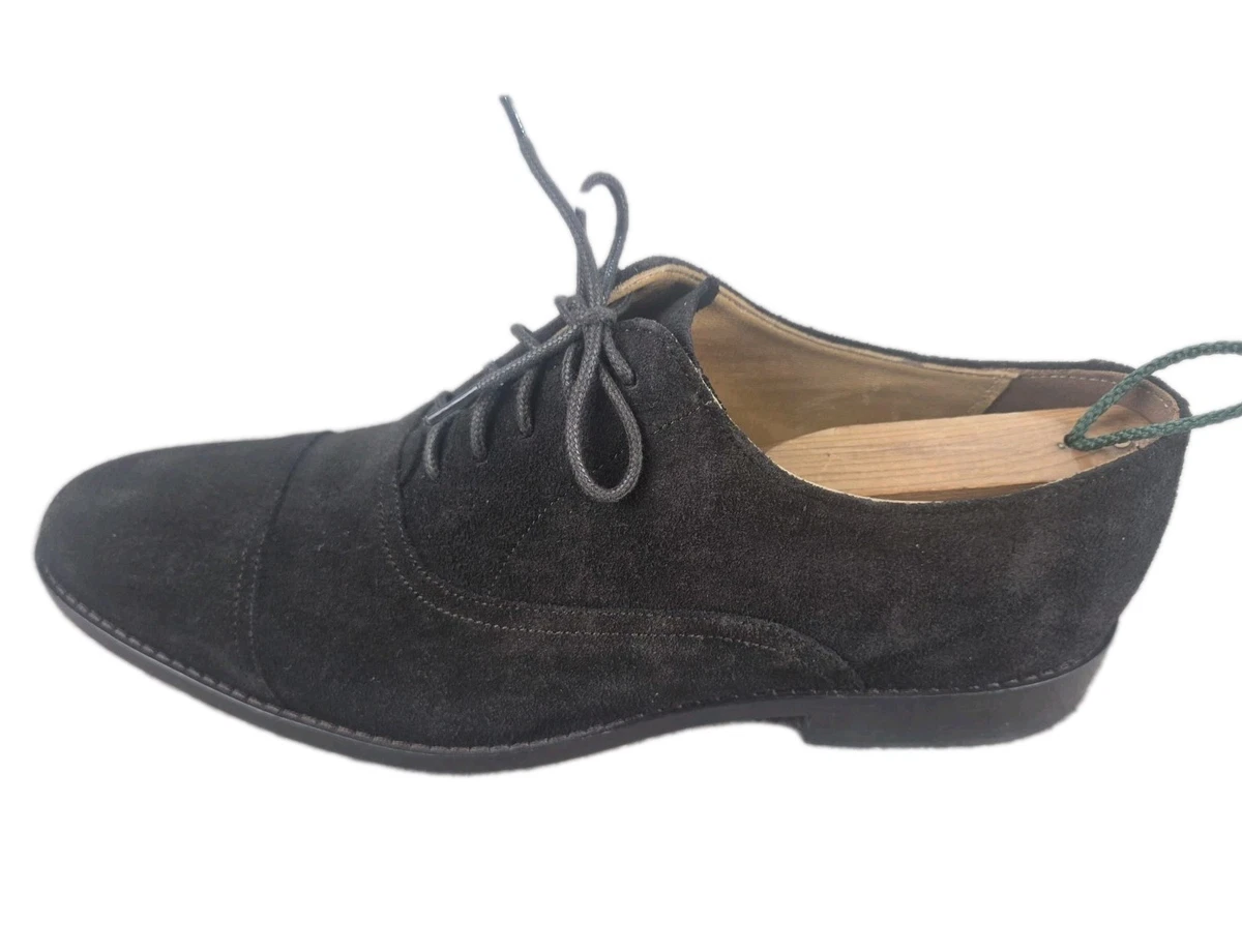 Charles Tyrwhitt Suede Lace-Up Wingtip Derby Dress Shoes Navy Blue Mens US 10 Handmade Leather Spectator Wingtip Derby Shoes: Brown-navy  main image 3