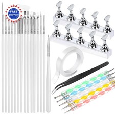 Nail Art Tools 15 PCS Brushes 5 Dotting Tool Design FANDAMEI Stand Holder Nails