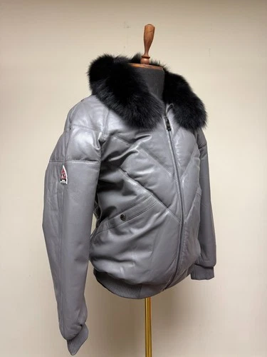 Brand New Men's V-Vomber Lamskin Leather & Goose Down Jacket With Real Fox Fur image 3