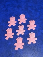 Lot of 7 Vtg Pink Plastic Bear Shape Balloon Weights Premium Balloon