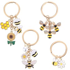4 Pcs Bee Keychain, Bee Keychains for Women, Cute Bees