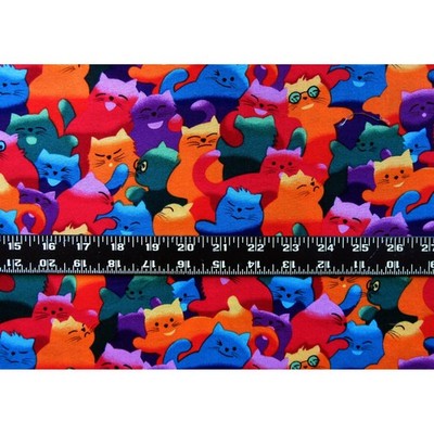 Silly Kitty Cotton Quilting Fabric, 1+ Yd, Timeless Treasures, 1997 Vintage OOP