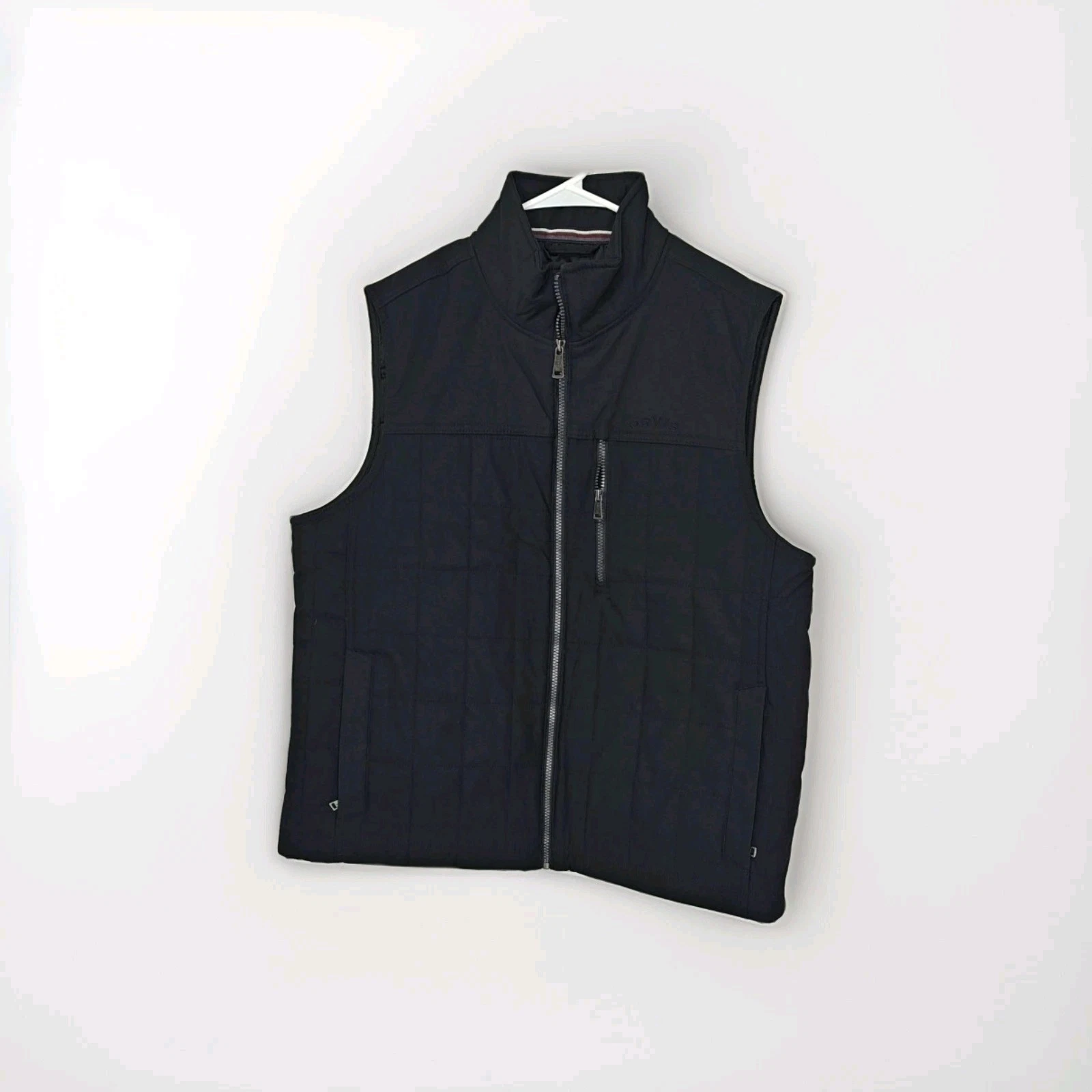 Orvis Vest Mens Black Quilted Nylon Full Zip Outdoor Classic Large