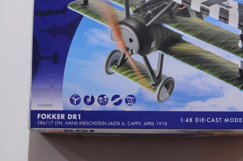 CORGI FOKKER DR1 LTN. HANS KIRSCHSTEIN JASTA 6 CAPPY 1918 SCALE 1:18 LIMITED EDI - Image 2 of 4