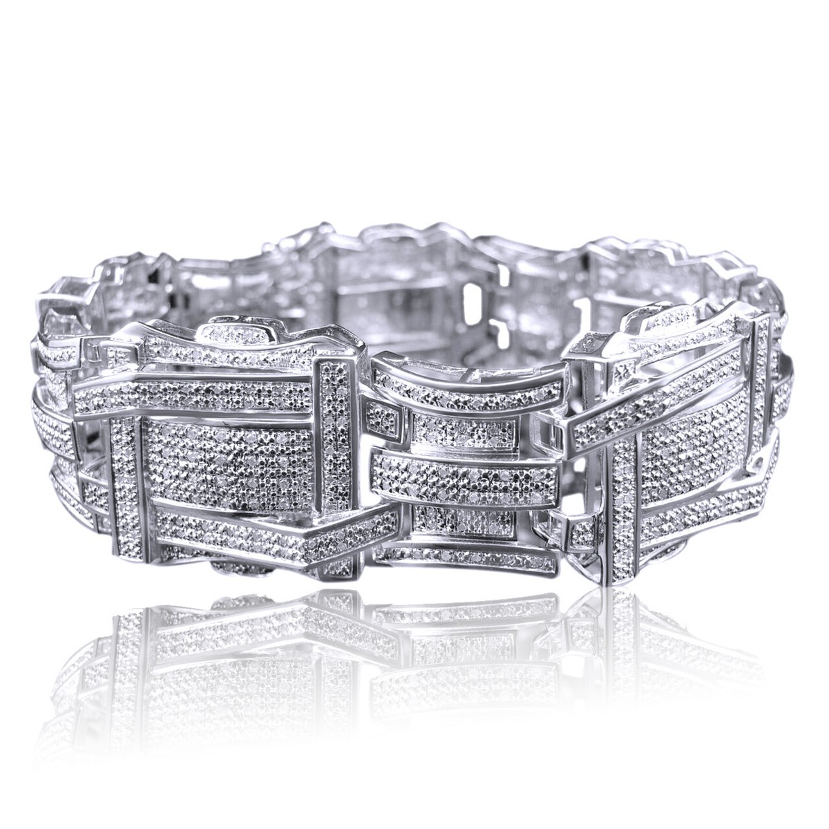 Bracelet Large Vintage Argent 4 Rangs Cristaux - Bijou Ancien Parfait état