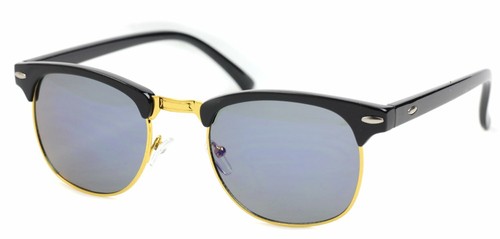 Occhiali da sole mezza montatura lenti a specchio vintage retrò uomo donna UV400 - Foto 5 di 7