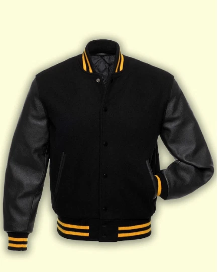 Black Wool Varsity Jacket Gender-Neutral Adult Clothing