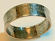 Wyoming Coin Ring USA State Quarter 25 Cents Handmade Vintage Custom Jewelry