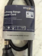 Whirlpool 4-Feet, 4-Wire, 40 Amp, 4 Prong Range Power Cord, Black