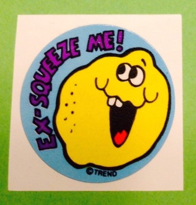 Vintage 80s TREND Scratch-N-Sniff Stinky Sticker EX-SQUEEZE ME Lemon Scent Rare