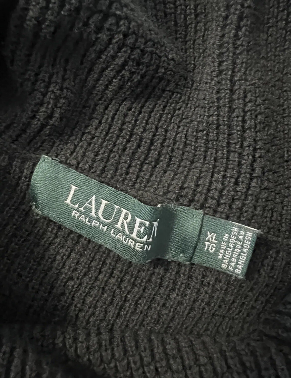 Lauren Ralph Lauren Women's Waffle Knit Funnel Neck Top 100% Cotton Black  XL thumbnail 6