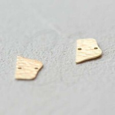 4 Pieces Solid Raw Brass Textured Irregular Charm with 2 Holes - 15x14mm 4596C