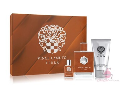 Vince Camuto Terra 3 pc set for Men-3.4 oz EDT Sp+0.5 oz EDT+5.0 oz After Shave