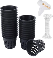 ORIMERC 30 Pack 3 Inch Net Cup Pots with Hydroponic Self Watering Wick & Plant L