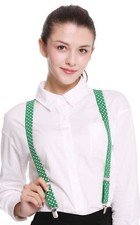 Suspenders Carnival Halloween Dark Green White Dots BB-040DG