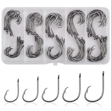 Saltwater Circle Hooks Inline Octopus Barbed High Carbon Wire Sizes 1/0-6/0