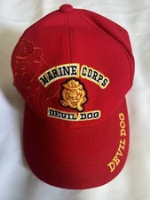 Marines Corps Devil Dog Red Hat Adjustable. USMC embroidery