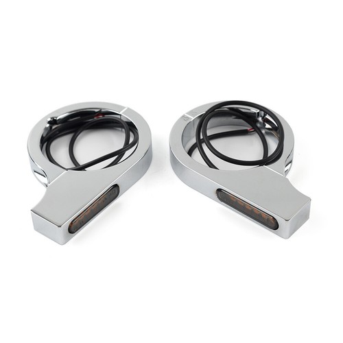 Chrome Motorcycle Fork Turn Signal Light Indicator LED Amber For Harley touring - Picture 5 of 10