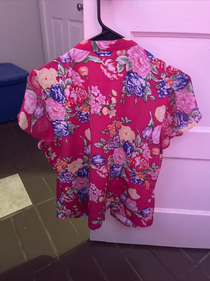 Elementz Womens Floral Butterfly Shirt Petite Large PL - Image 3 of 4