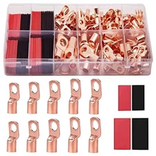 160PCS Copper Wire Terminal Connectors AWG 2 4 6 8 10 12 Copper Wire Lugs wit...