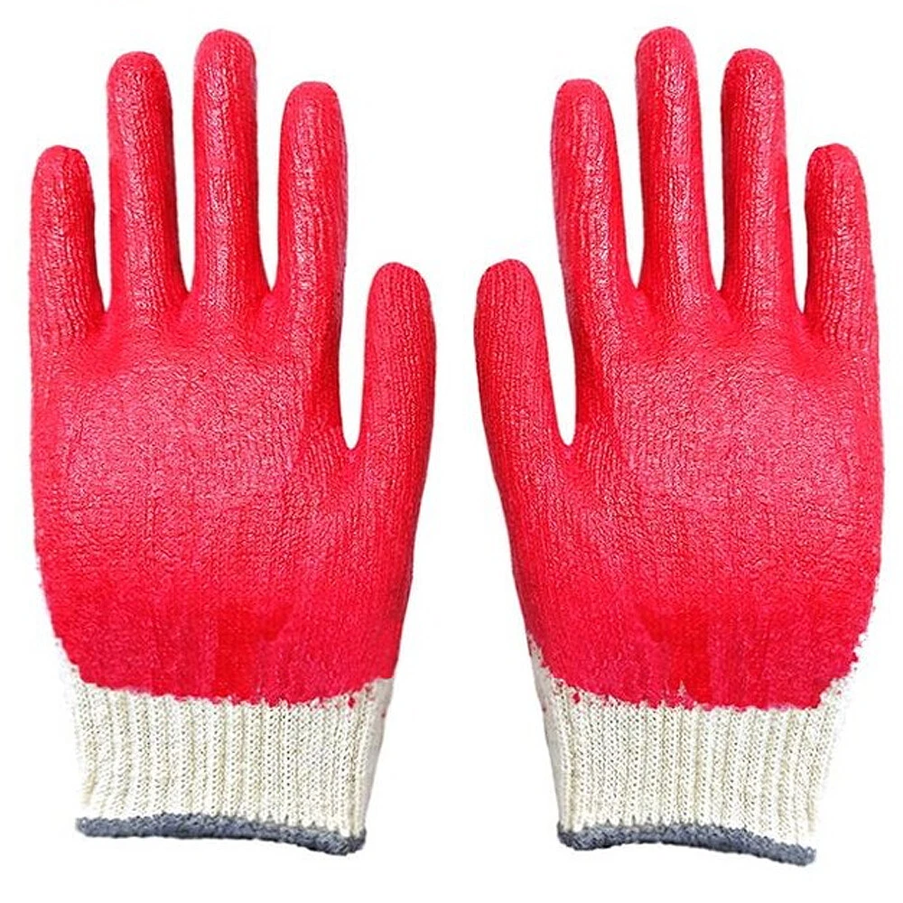 20Pairs Red Half Coated Gloves String Knit Palm Latex Dipped