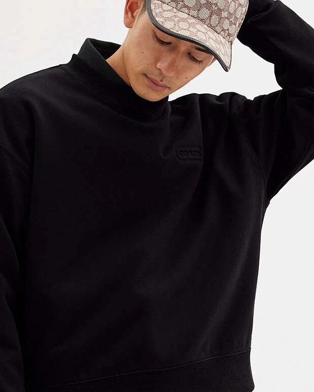 Maglione girocollo Designer COACH Essential Classic Heritage nero taglia L ($250)