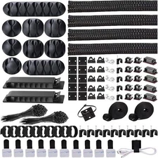 302PCS Cable Management Kit 4 Cable Sleeve45Cable Clips11Cable Holders22 Roll...