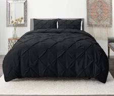 nestl Pinch Pleat Duvet Cover Twin 2 Pieces Black New