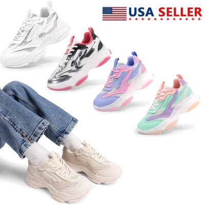 Girls Little/Big Kids Breathable Sneakers Jelly Sole Lightweight Walking Shoes