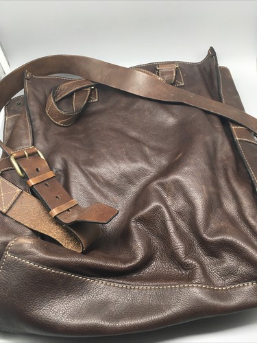 Cole Haan Large Leather Travel or Business Two Straps Tote Bag - Brown distress - Picture 9 of 12