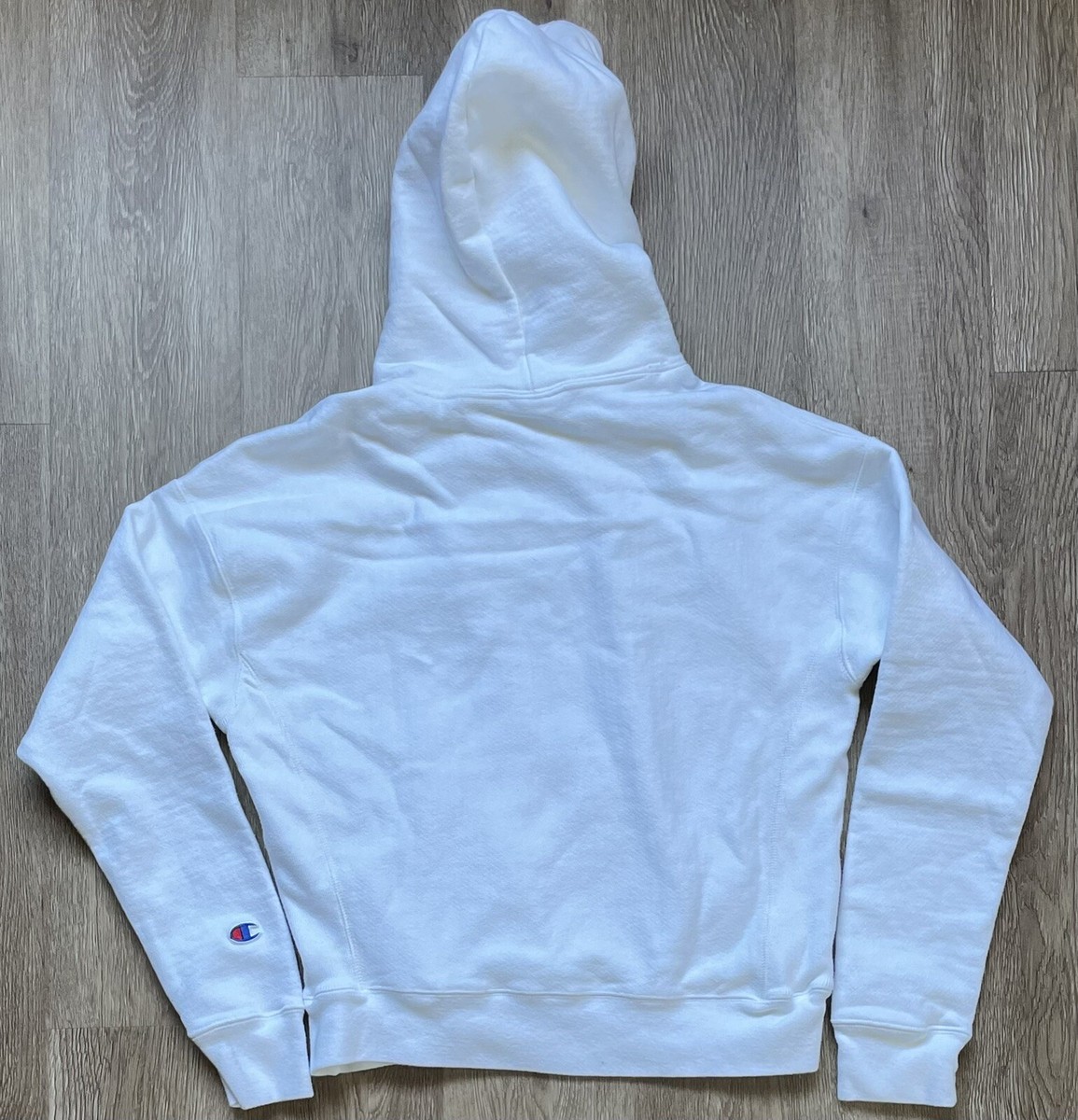 Champion Reverse Weave Hoodie With 1919 Patch Sz. Small White | eBay