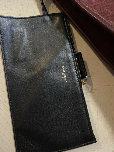 New $2250 Saint Laurent YSL Leather/Suede Top Handle Tote Bag Burgundy Italy - Picture 7 of 12