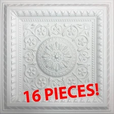 Ceiling Tiles, Glue Up, Foam, 20" x 20",  MAGIC White, 16 PIECES