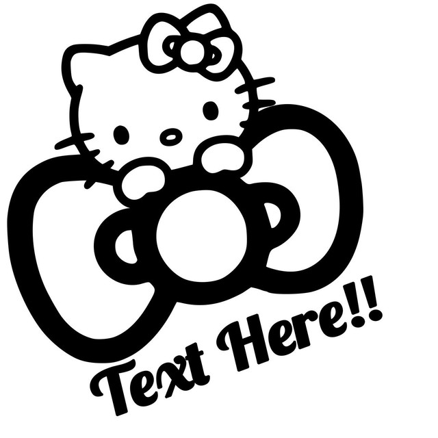 Hello Kitty Custom Text ,Vinyl Decal,Sticker for Cars,Windows,Laptops