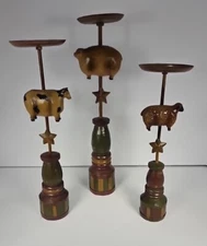 Kirkland's Rustic Farmhouse Style Candle Holders with Pig, Cow & Sheep