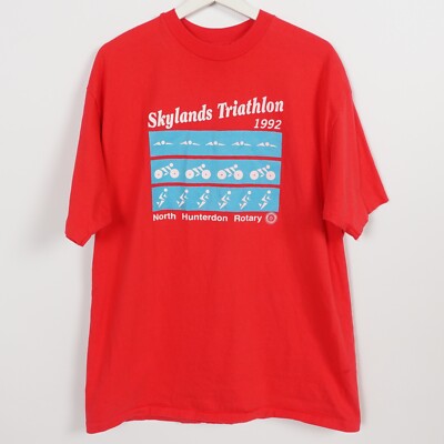 Vintage 90s Race Run Triathlon New Jersey Single Stitch Made In USA T Shirt  XL