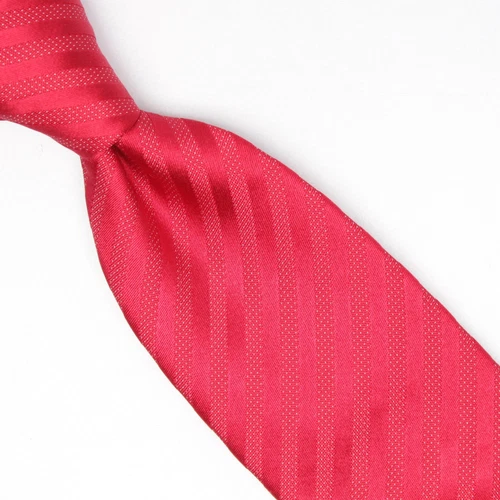 Josiah France Mens Silk Necktie Bright Red Stripe Texture Weave Woven Tie Italy