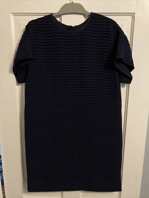 J. Crew Pleated Chiffon Shift T-shirt Dress in NAVY B9434 Size 10 Career |  eBay UK