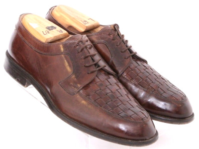 Johnston & Murphy Cellini Woven Brown Leather Moc Toe Derby Shoes Men's US 8 M