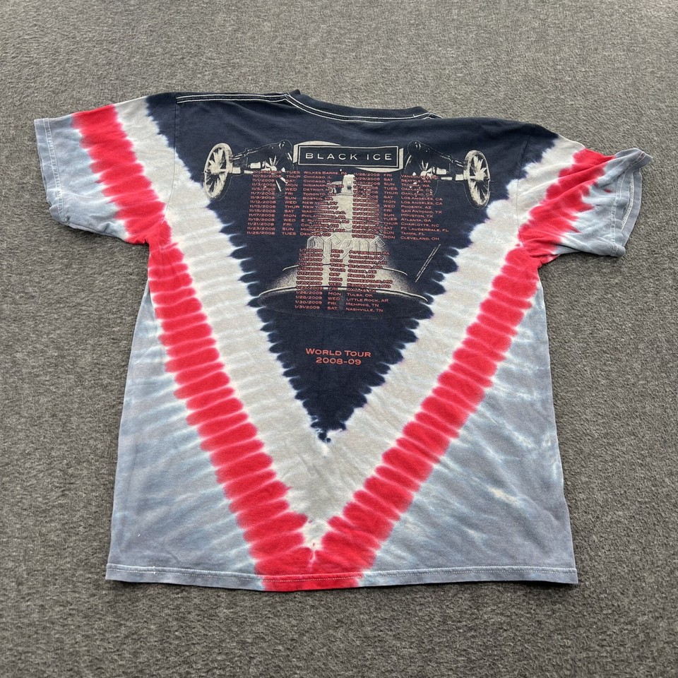 Vintage AC/DC Black Ice Tie Dye T Shirt Mens L Concert Rock Band Dates ...