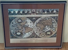 Blaeu Wall Map Gold Foil ~ Nova Totivs Terrarom Sive Novi Orbis Tabvla ~ Framed*
