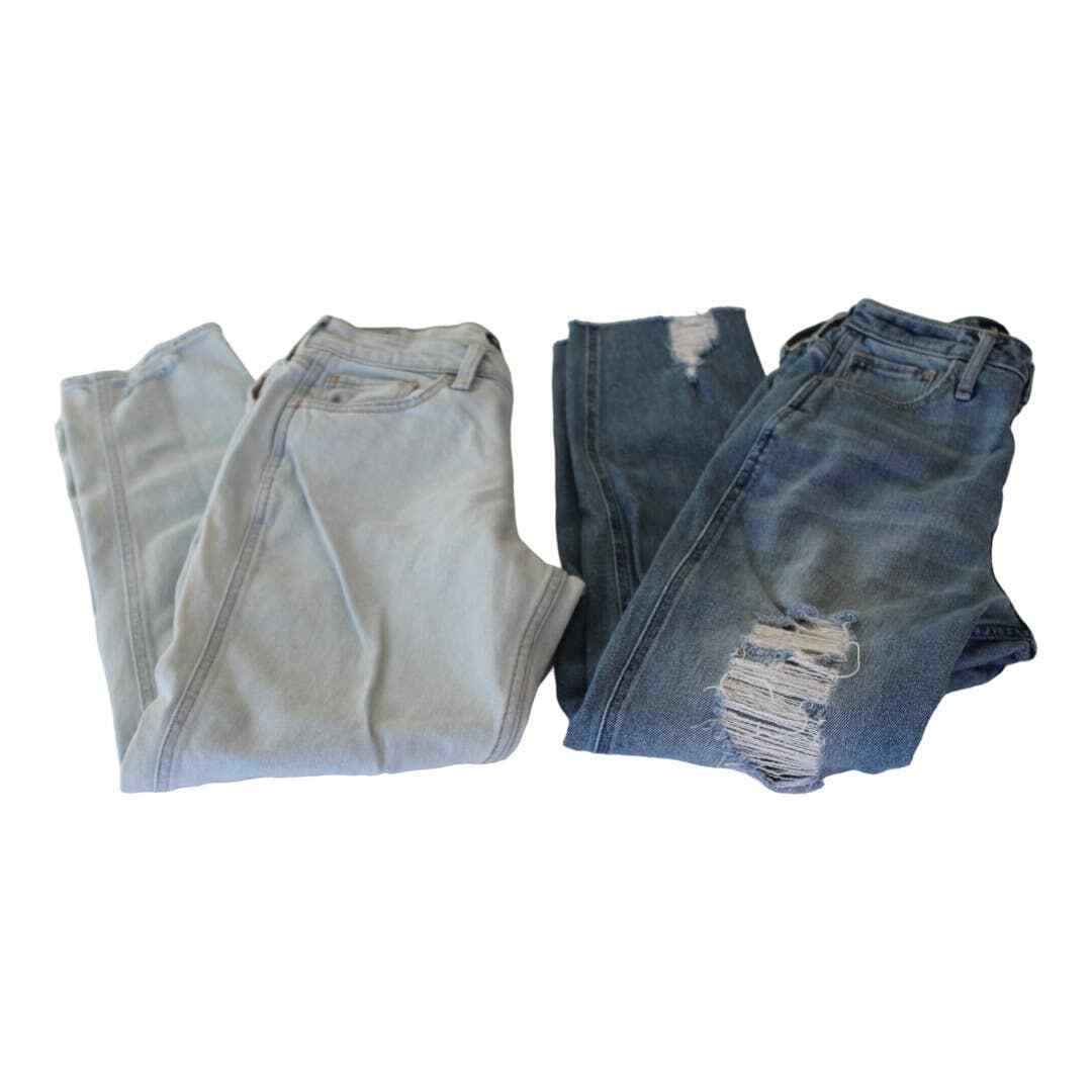 Hollister Ultra High-Rise Mom Jeans / Low Rise Crop Boyfriend W25 L27 Size 1R-image