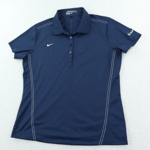 Nike Golf Dri-Fit Poloshirt Damen Gr. L dunkelblau gesticktes Logo Polyester