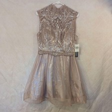 My Michelle Champagne Sequin Formal Mini Dress Size 13