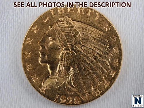 NobleSpirit (TM) Stunning GEM BU 1928 GOLD Indian Head $2.50 Quarter Eagle