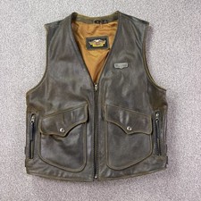 Harley Davidson Billings Distressed Brown Leather Vest Medium Biker Motorcycle