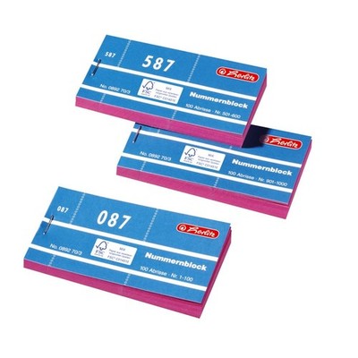 Herlitz Nummernblöcke 1-1000 Nummer 1-1000 10x100 Abrisse sortiert Abholschein