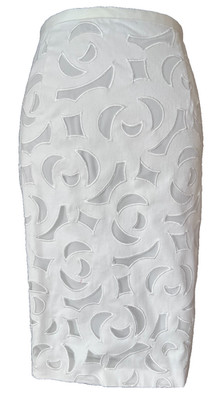 White Laser Cutout Skirt Size 8