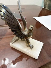 Vintage Ex SHEAFFER White DotFountain Pen w/Brass Eagle on Onyx