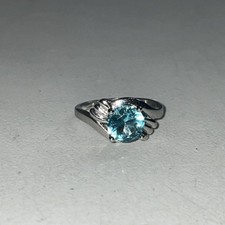 Silver-Tone Fashion Blue Topaz or Aquamarine Ring -- Size 7